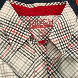 Cinch Men's Casual Plaid Shirt - Black, White, and Red